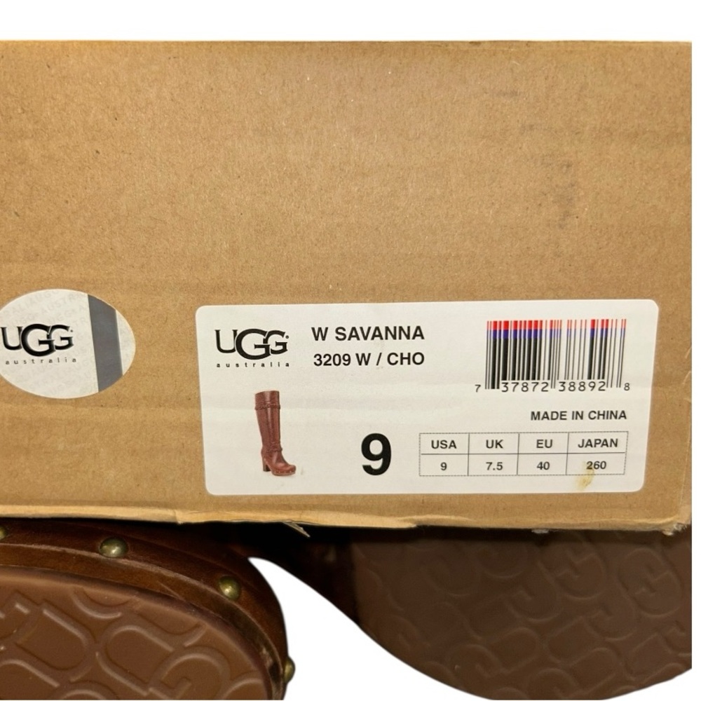 UGG Brown Heeled Boots with Braided Accent - Picture 12 of 16